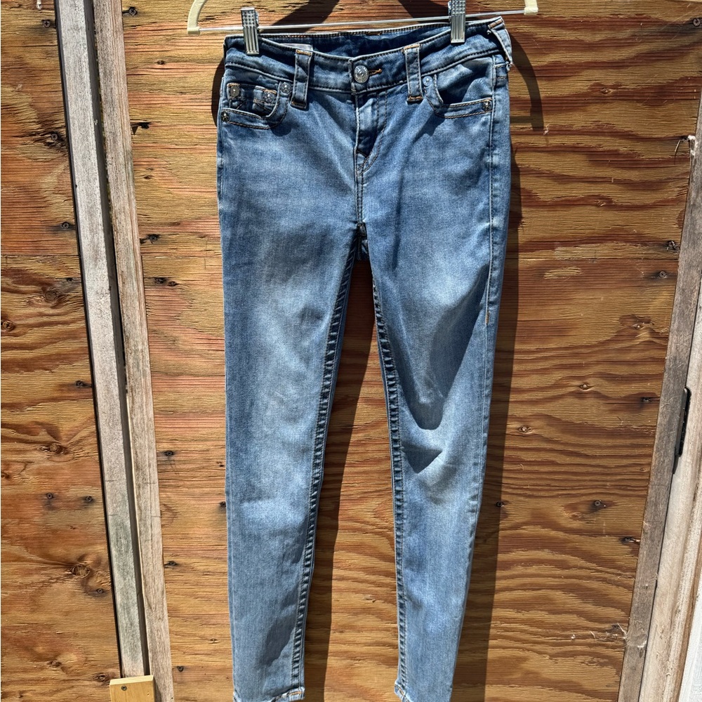 True Religion Women's Straight Leg Blue Jeans
